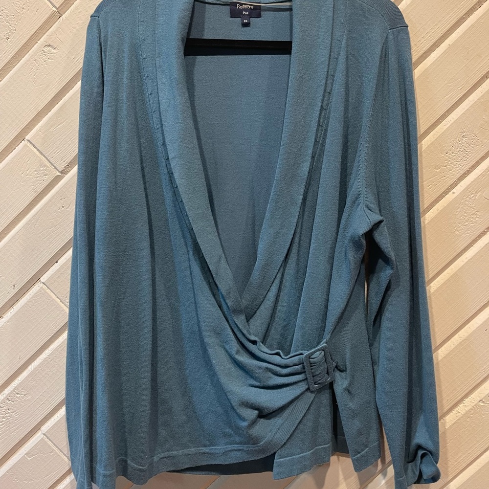 Teal Plus size v-neck sweater